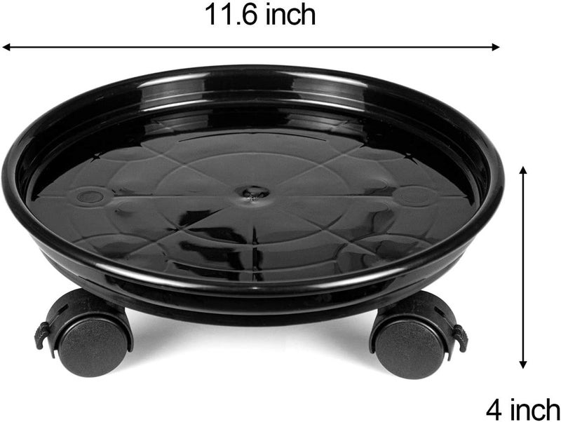 Fasmov 3 Pcs Plant Pallet Caddy Plant Stand Round Flower Pot Mover, Plant Pot Pallet Dolly Caster with Universal Wheels (Black) - Image 2